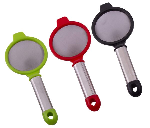 Stuard Buy Stainless Steel & Plastic Tea Strainer (3 Pcs, Multi Colour), Standard Online at Low Prices in India - stuard.in