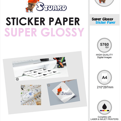 Stuard Adhesive Sticker Super Glossy Paper for Inkjet Printer : Stuard.in: Office Products matte sticky paper