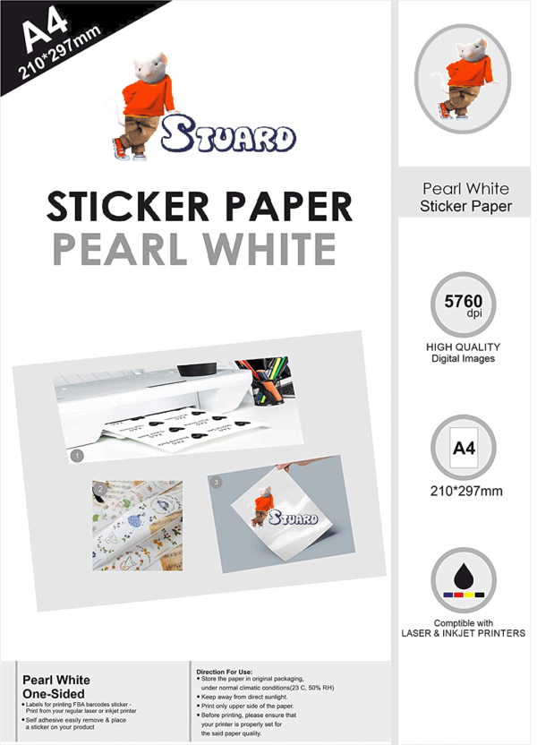 Stuard Adhesive Sticker Super Glossy Paper for Inkjet Printer : Stuard.in: Office Products matte sticky paper