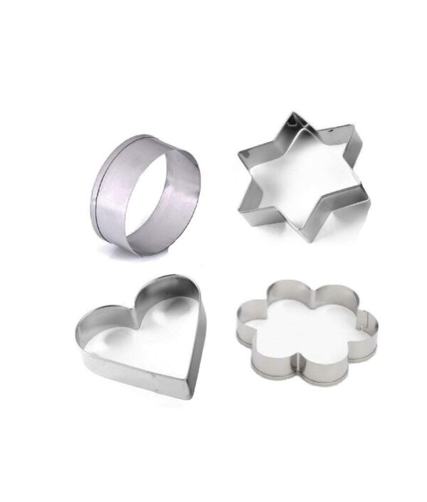 Stuard Stainless Steel Cookie Cutter Set with 4 Different Shapes (Heart, Round, Flower and Star) - Set of 4 stuard.in
